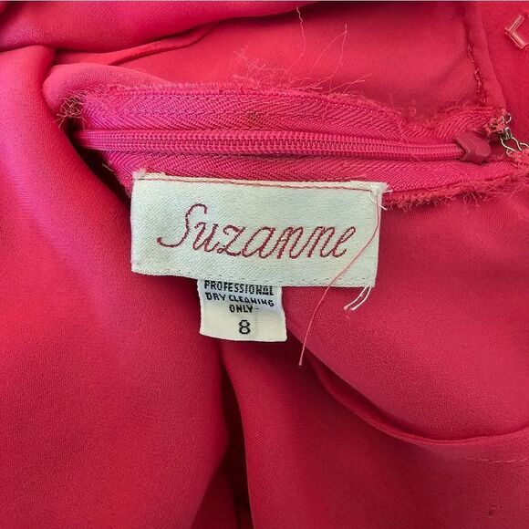 100% Silk Beaded Maxi Dress Embellished Pink Y2K Size 8 by Suzanne  Barbiecore - Picture 11 of 13